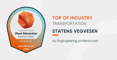 Logo for Universum og teksten "top of industry samferdsel Statens vegvesen by Engineering Students".